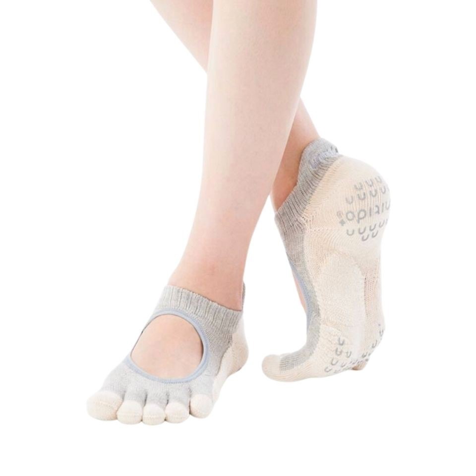 knitido ベーシック・エアークッション ボタニカルダイ ツートンカラー カバー 5本指ソックス 23-25cm