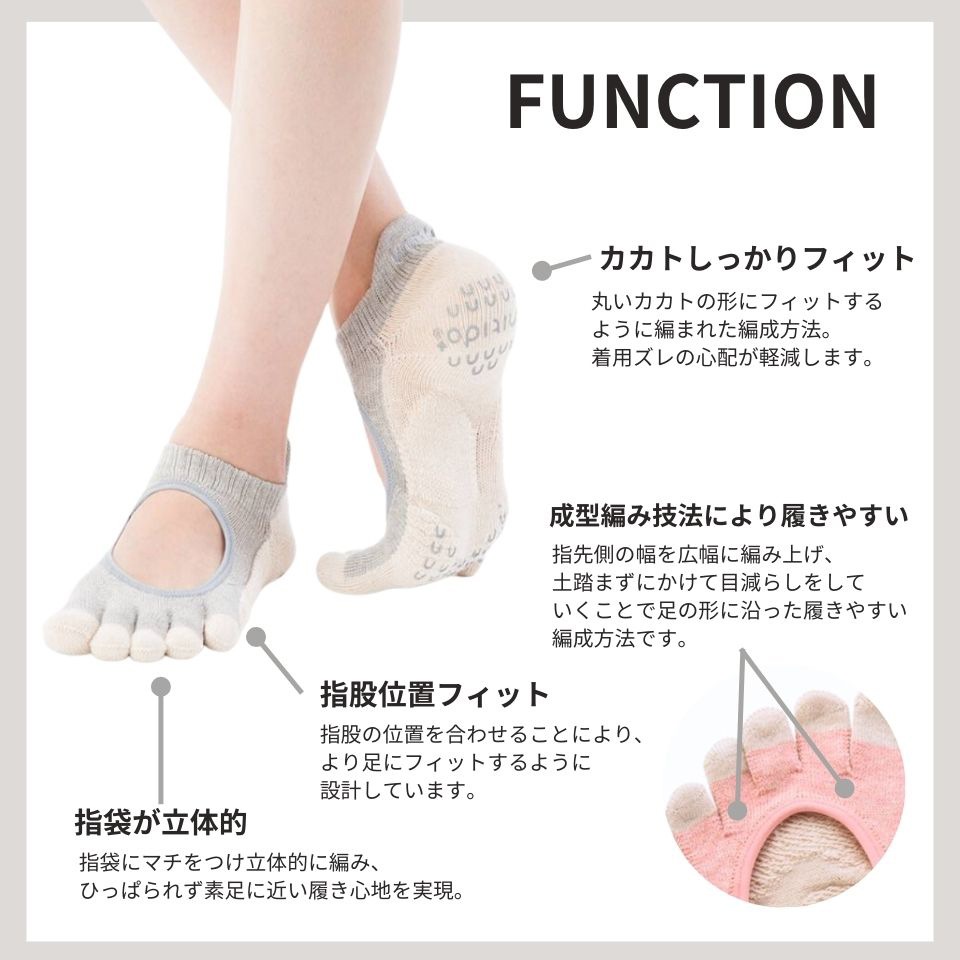 knitido ベーシック・エアークッション ボタニカルダイ ツートンカラー カバー 5本指ソックス 23-25cm