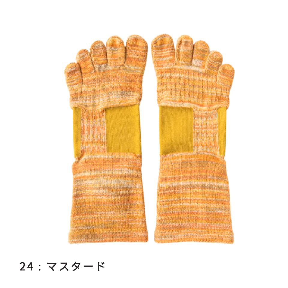 knitido ラン・エアークッション マーブルメッシュ ロークルー 5本指ソックス 23-25cm