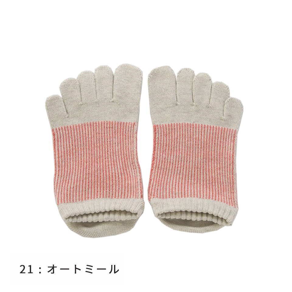 knitido コアグリップ ラメ ピンストライプ アンクル 5本指ソックス 23-25cm