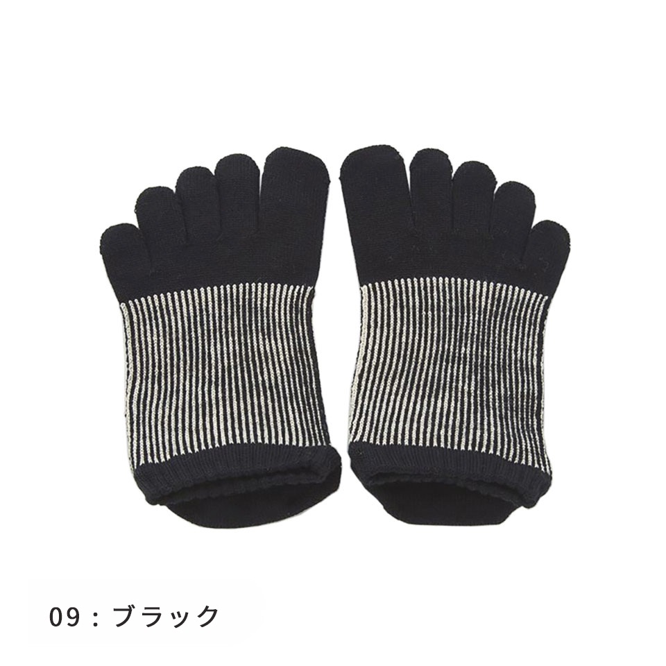 knitido コアグリップ ラメ ピンストライプ アンクル 5本指ソックス 23-25cm