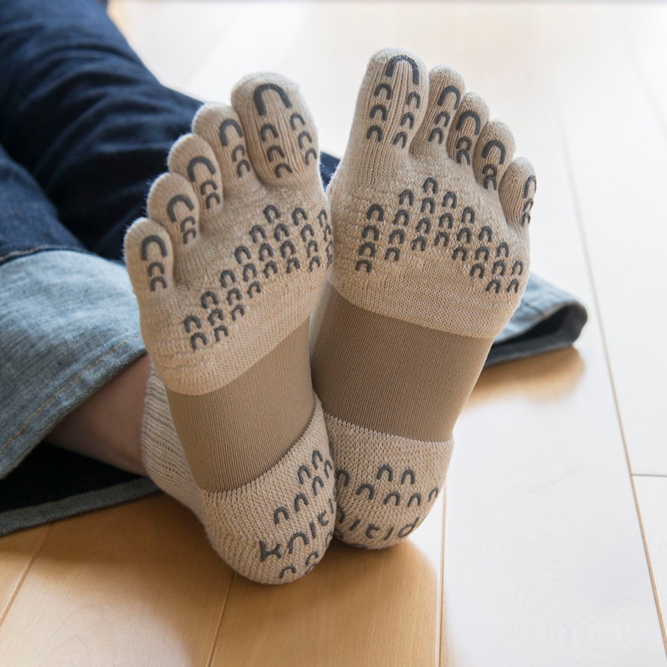 knitido ラン・エアークッション マーブルメッシュ アンクル 5本指ソックス 25-27cm