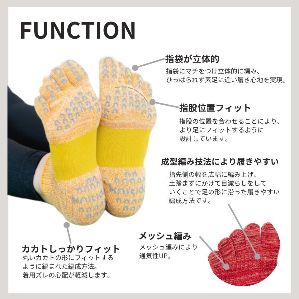 Foot arch マーブルメッシュ アンクル (Support Type) 5本指ソックス 25-27cm