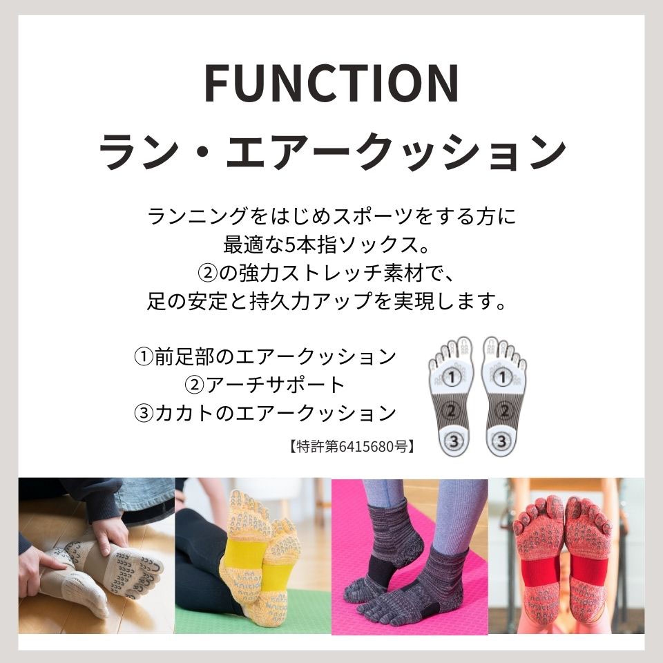 Foot arch マーブルメッシュ アンクル (Support Type) 5本指ソックス 23-25cm