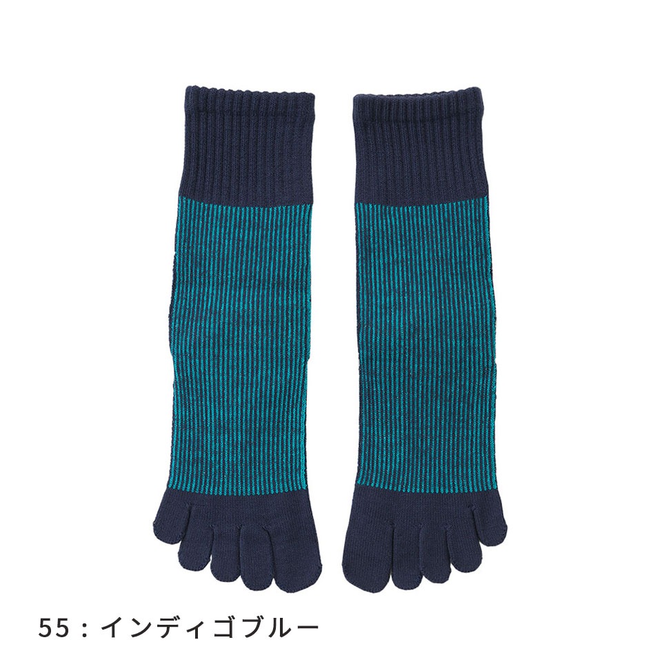 knitido コアグリップ ラメ ピンストライプ ハイクルー 5本指ソックス 23-25cm