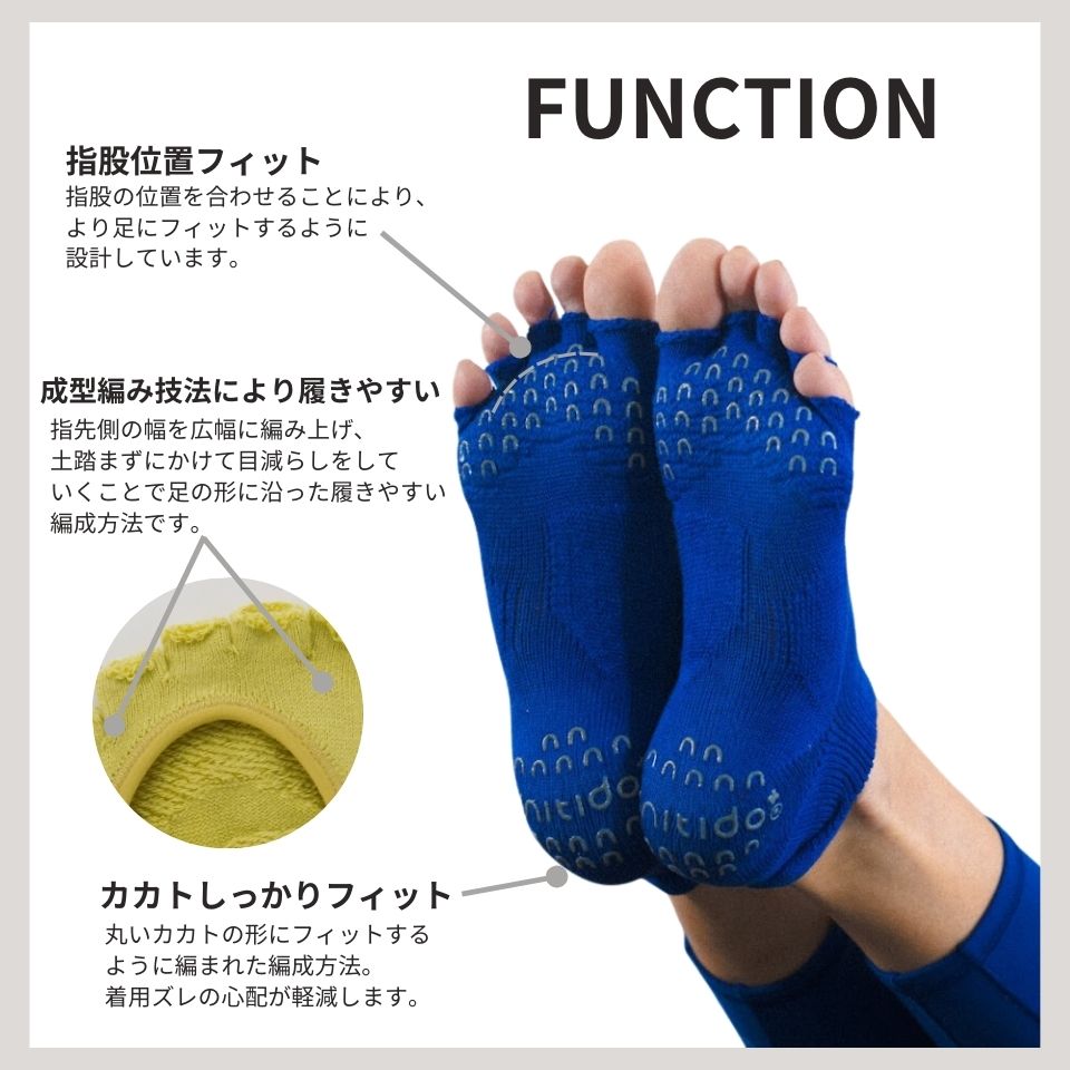 knitido ベーシック・エアークッション カバー 指なし 5本指ソックス 23-25cm