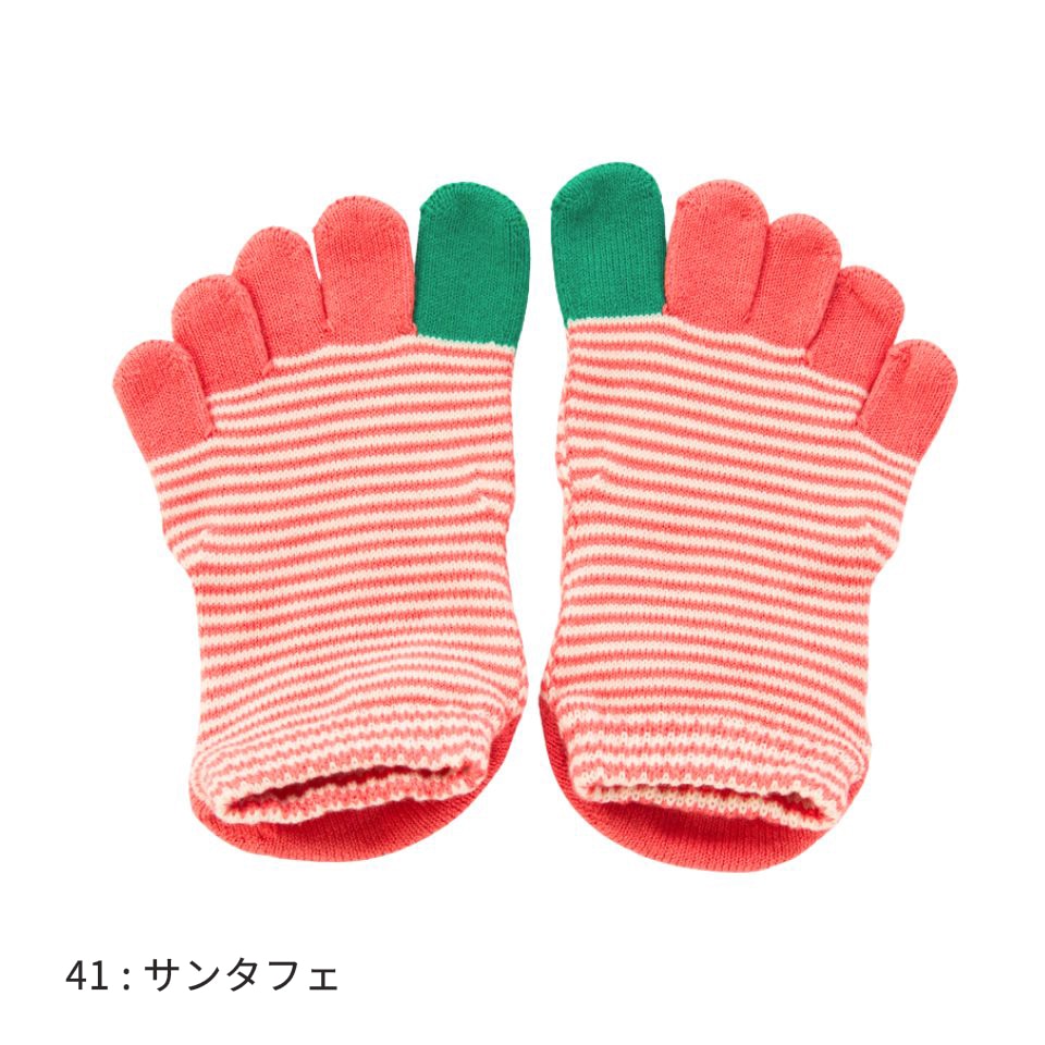 knitido ベーシック・エアークッション ピンボーダー アンクル 5本指ソックス 23-25cm