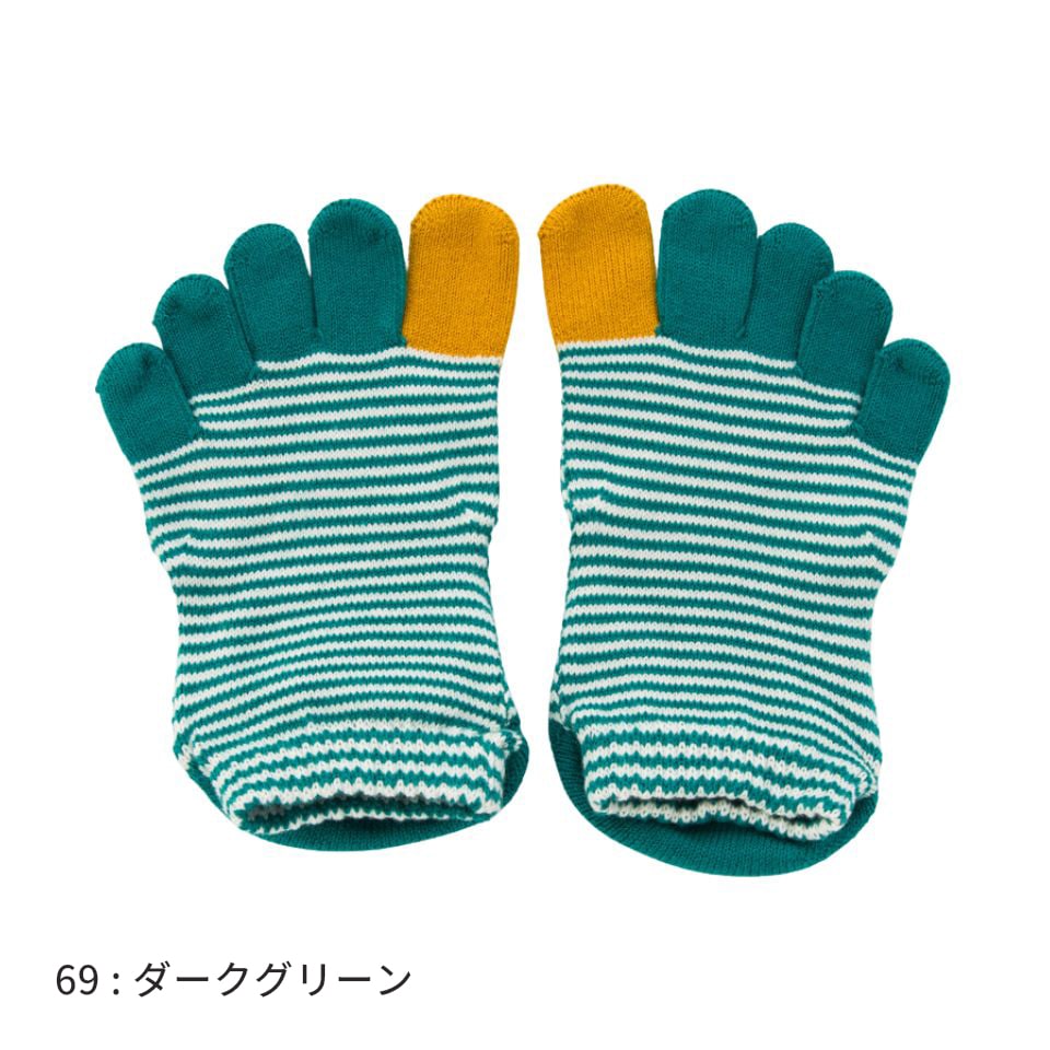 knitido ベーシック・エアークッション ピンボーダー アンクル 5本指ソックス 23-25cm