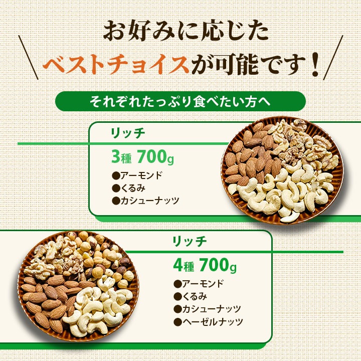 クノップ 5種類から選べる ミックスナッツ リッチ&プレミアム 岩塩 ロースト 大容量