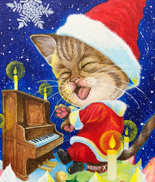 絵画 。壁掛け絵☆【猫ちゃんたちの幸せなクリスマスパーティー】05 絵画 。壁掛け絵☆【猫ちゃんたちの幸せなクリスマスパーティー】05