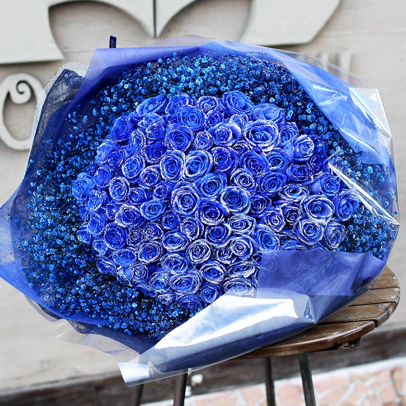 キラキラ青いバラ108本の花束 | バラ・生花,キラキラ青いバラ,花束