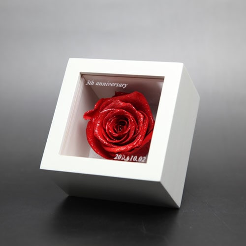 薔薇 プリザーブドフラワー ミニメッセージ白BOX | プリザーブド