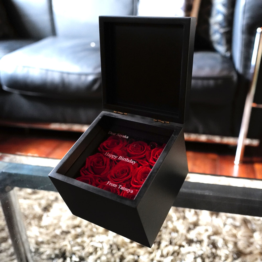 赤薔薇 9輪 プリザーブドフラワー BLACK CUBE BOX | すべての商品