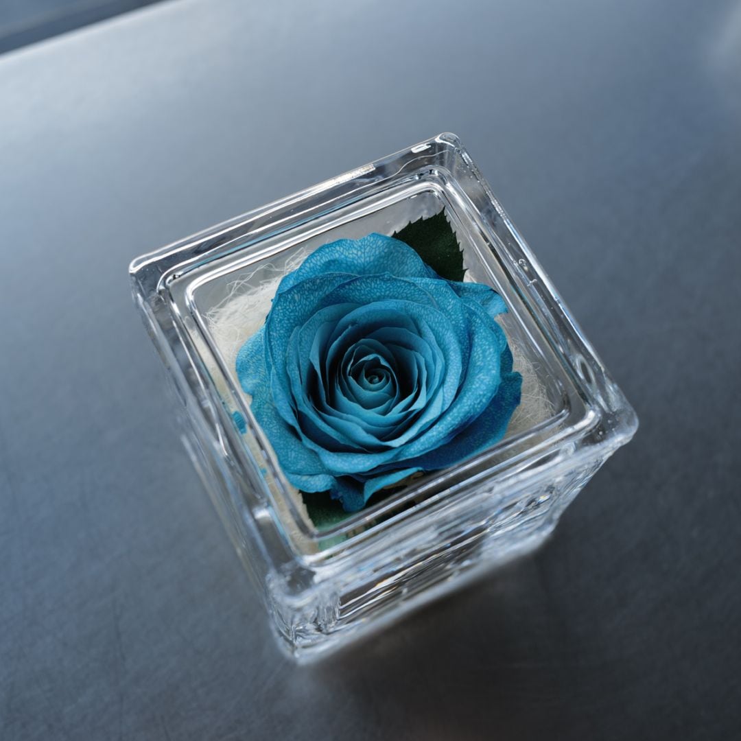 ドライフラワー水色のバラ イングラス