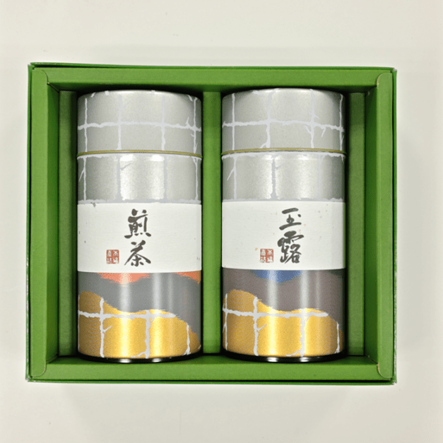 B-22】玉露 茶聖・煎茶 菊水 （各188g） 2本缶入セット 宇治茶 進物