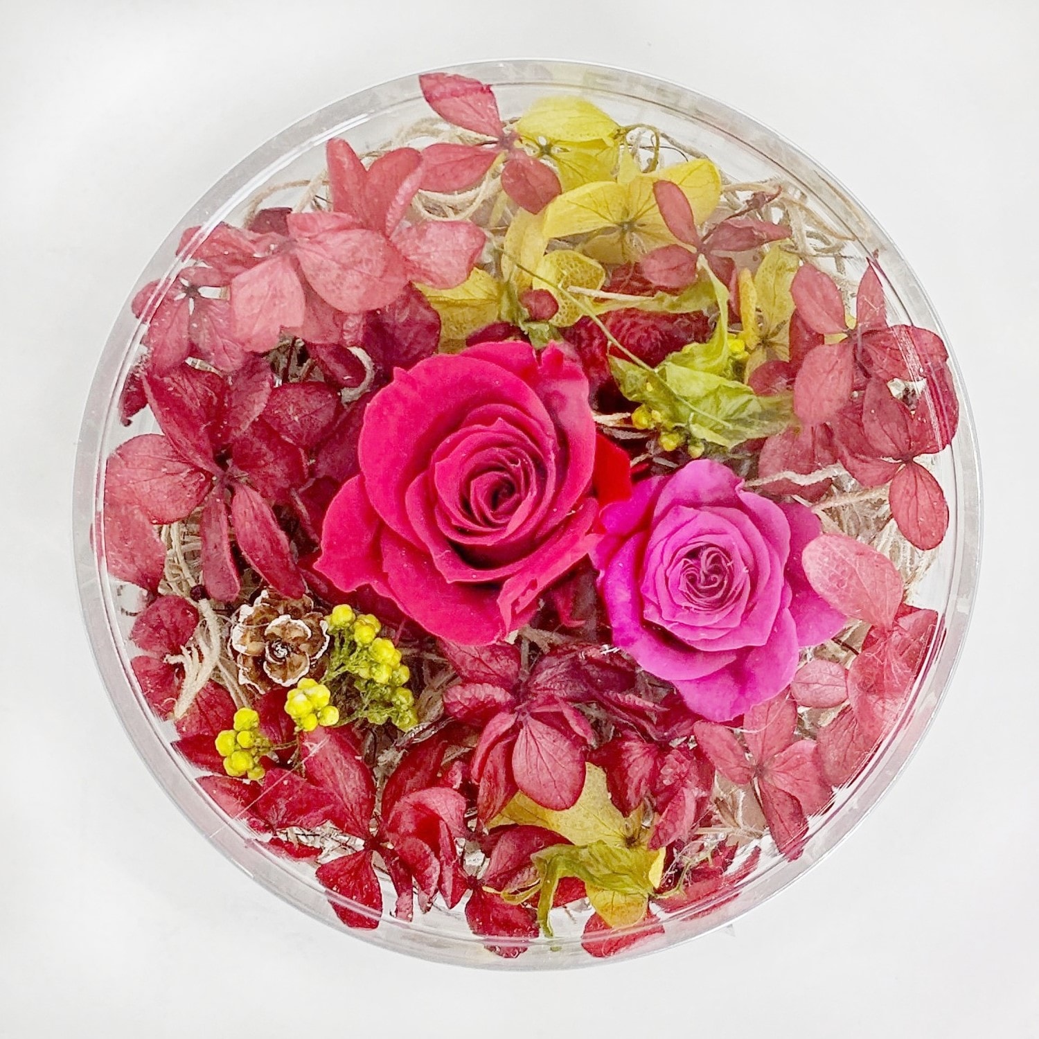 朝茶・昼茶(各47g入)とプリザーブドフラワー(イエロー・グリーン系) ギフトセット 宇治茶 茶葉 誕生日 お誕生日 バレンタイン