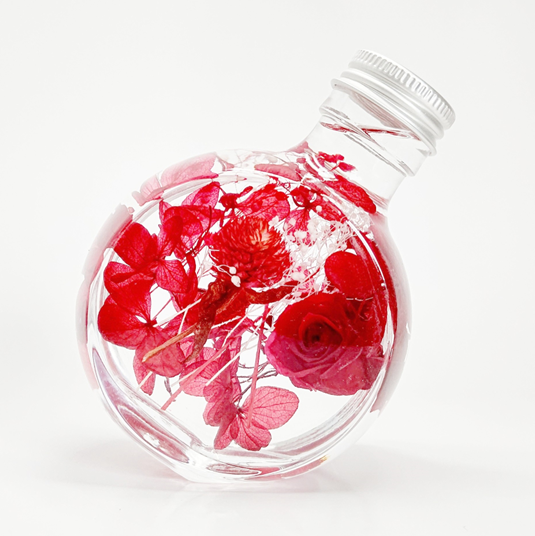 ほうじ茶オレ(8本入)とハーバリウム(レッド系)　ギフトセット 宇治茶 誕生日 お誕生日 新生活 母の日