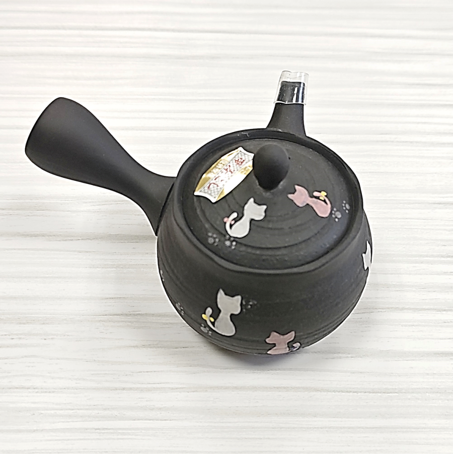 とこなめ急須(猫) 帯アミ 常滑焼 誕生日 お誕生日 御歳暮