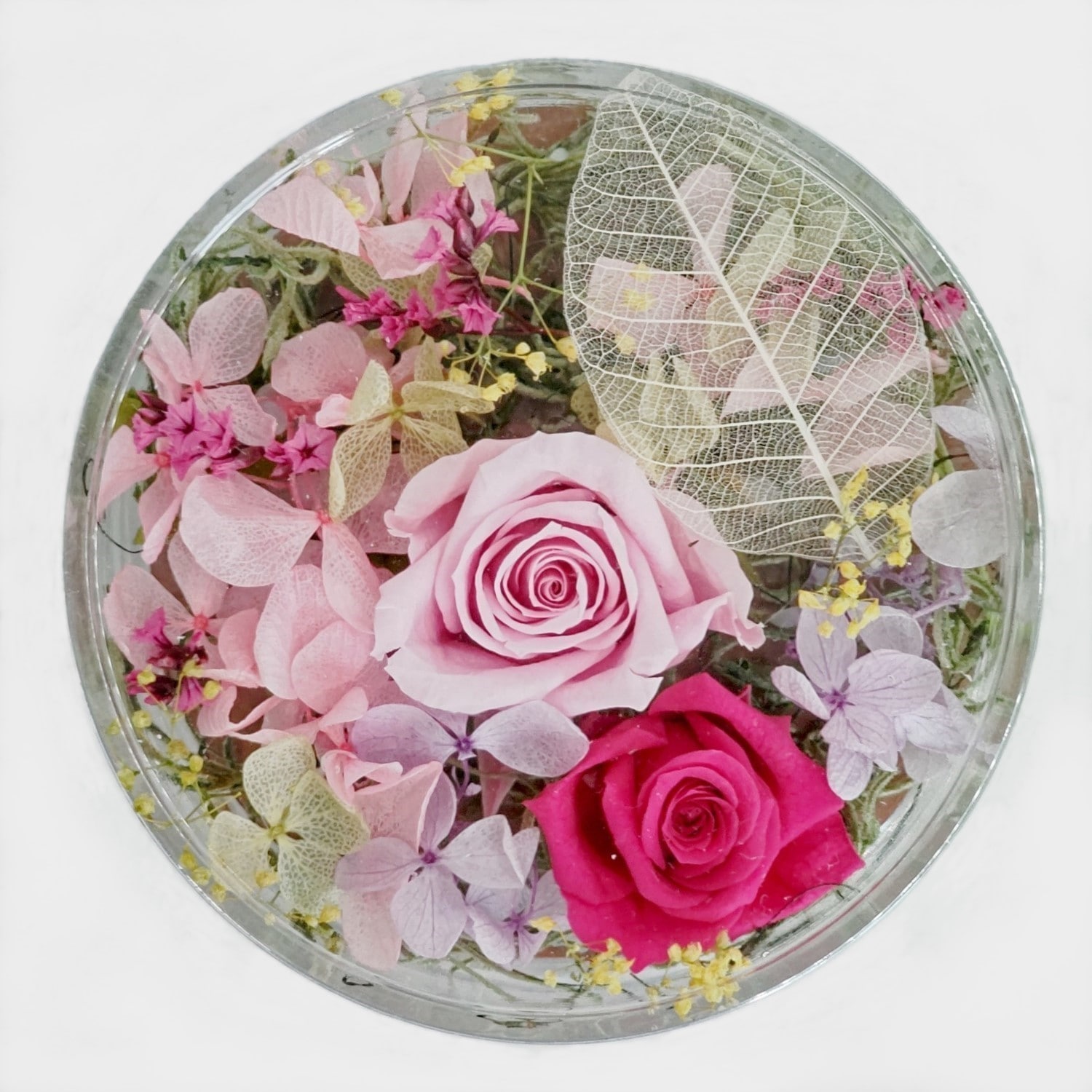 京紅茶(70g入)とプリザーブドフラワー(イエロー・グリーン系)　ギフトセット 宇治茶 茶葉 誕生日 お誕生日 御中元