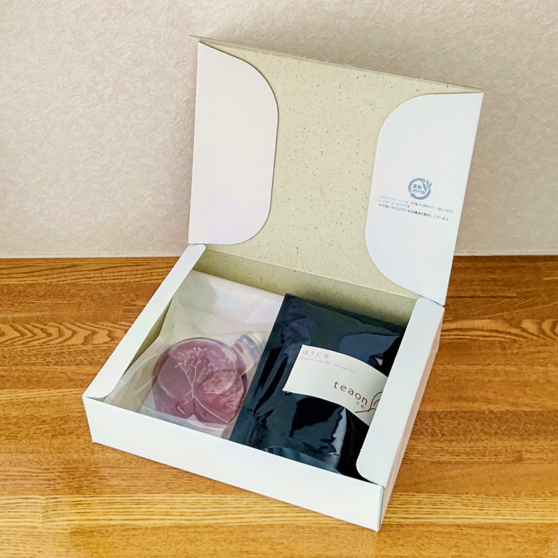 ほうじ茶ティーバッグ(22個入)とハーバリウム(ブルー系)　ギフトセット 宇治茶 ティーバッグ 誕生日 お誕生日 御中元