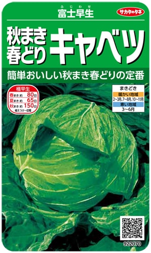サカタのタネ キャベツ種子 富士早生 実咲小袋[922070]【取り寄せ注文】＊秋のみ商品