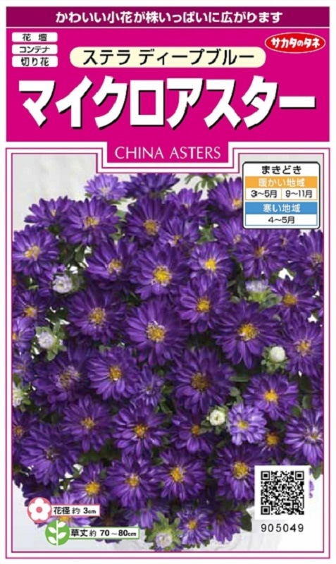 サカタ 実咲300 マイクロアスター ステラ ディープブルー 小袋 取り寄せ注文 草花種子 小袋 10月まきの花の種 アスター 小林種苗株式会社