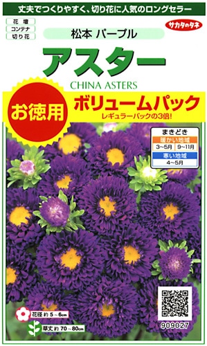 サカタのタネ アスター 松本 パープル お徳用ボリュームパック[909027]【取り寄せ注文】※春のみ商品【2026年春種予約商品】 