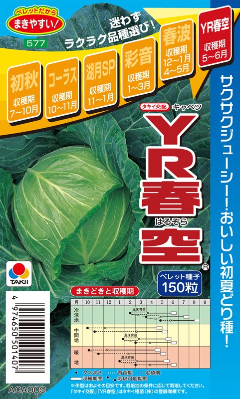 タキイ種苗 キャベツ種子 YR春空[ACA009]【取り寄せ注文】 | 小林種苗