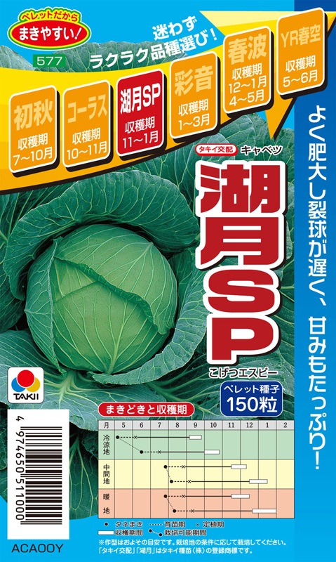 タキイ種苗 キャベツ種子 湖月SP[ACA00Y]【取り寄せ注文】 | 小林種苗