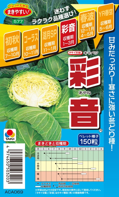 キャベツ様用 タキイ種苗 キャベツ種子 彩音[ACA069]【取り寄せ注文】＊種子
