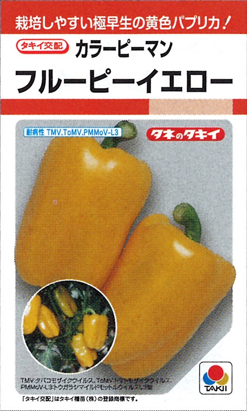 タキイ ピーマン フルーピーイエロー Ape034 メーカー別 タキイ種苗 ピーマン 小林種苗株式会社