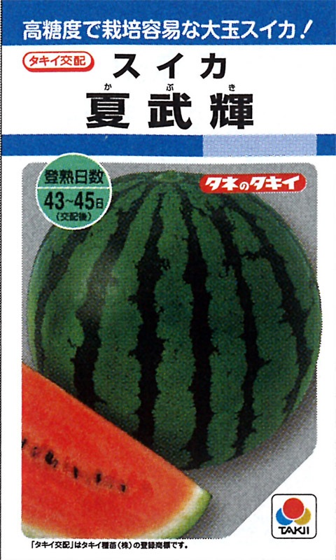 タキイ種苗 スイカ種子 夏武輝[ASU020]【取り寄せ注文】 | 小林種苗