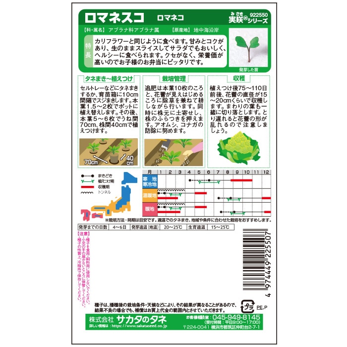サカタのタネ ロマネスコ種子 ロマネコ 実咲小袋[922550]【取り寄せ