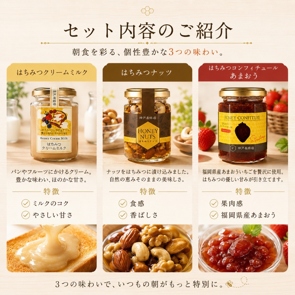朝食を彩るはちみつセット