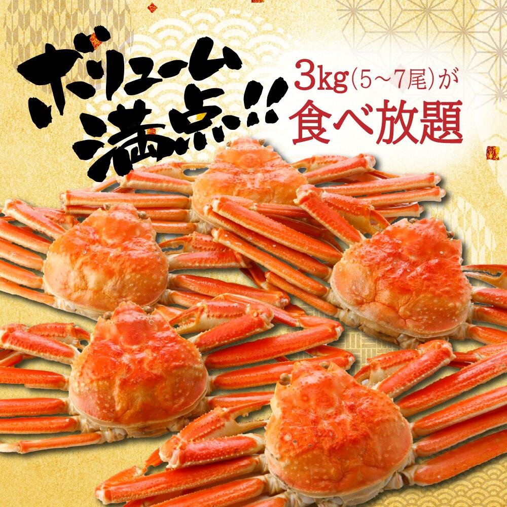 身入り8割以上！カナダ産ボイルずわいがに姿　3kg（5～7尾）【送料無料】お取り寄せ　ギフト　のし対応