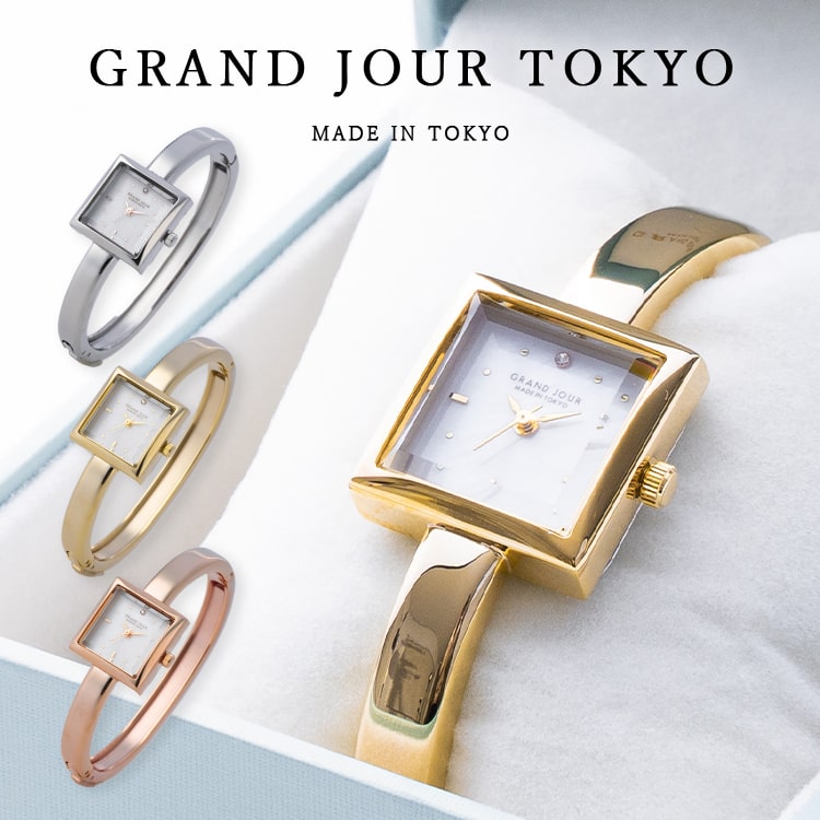 Grand Jour GJ176G ゴールド 手巻き時計 腕時計 レディース 日本製 ニッケルフリー 本革ベルト GRAND