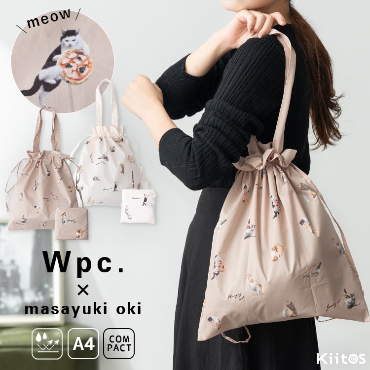 トートバッグ レディース ブランド wpc. 猫 a4 巾着 エコバッグ 撥水 おしゃれ かわいい 軽量 大容量 沖昌之さんコラボ コンパクト 肩掛け カジュアル 薄い プレゼント ギフト