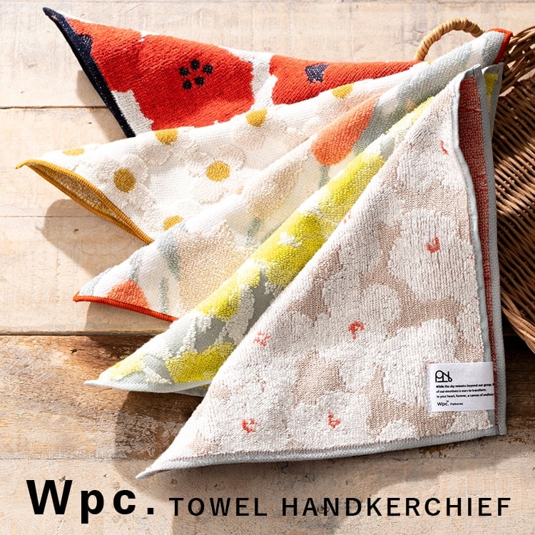 ハンカチ レディース ブランド w.p.c Patterns かわいい おしゃれ ハンカチタオル ギフト プレゼント 無撚糸 綿100 コットン お礼 お返し プチギフト 花柄 北欧 25cmx25cm