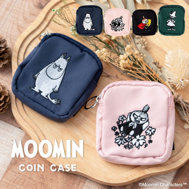 小銭入れ ムーミン コインケース レディース 小物入れ ミニポーチ リトルミイ スナフキン 刺繍 コンパクト キーリング付き イヤホンケース 薬入れ リップ ファスナー キャラクター かわいい 北欧 MOOMIN プレゼント ギフト