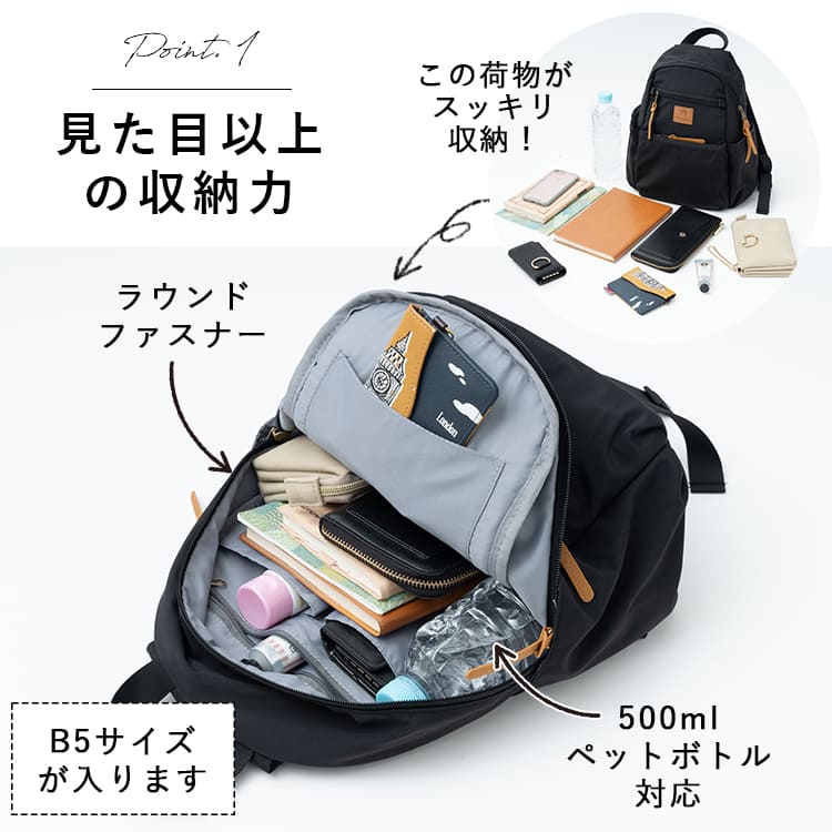 リュック レディース ブランド キッピス kippis 小さめ おしゃれ 通勤 通学 バッグ 大人 かわいい 撥水 軽量 ペットボトル 北欧 b5 10ポケット 収納 背面ポケット 自立 ナイロン ミニリュック リュックサック コンパクト