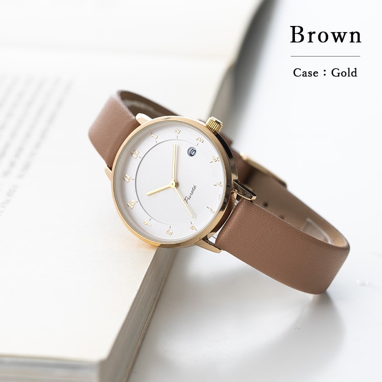 腕時計 レディース 日付表示付き おしゃれ 手書き風数字 シンプル