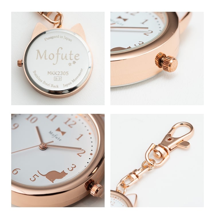 懐中時計 レディース キーホルダー ネコ 猫 ウォッチ カラビナ フック