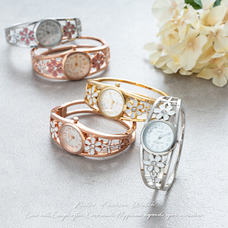 腕時計 レディース ニッケルフリー フラワー 花 スカラップ 型抜き