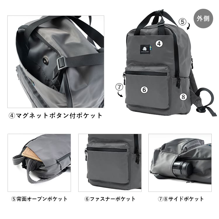 リュック レディース スカンジナビアンフォレスト SCANVINAVIAN FOREST ブランド 撥水 2way トートバッグ a4 pc 8ポケット スクエア 四角 大容量 軽い リュックサック 通勤 通学 旅行 マザーズリュック マザーズバッグ 北欧 大人 かわいい おしゃれ