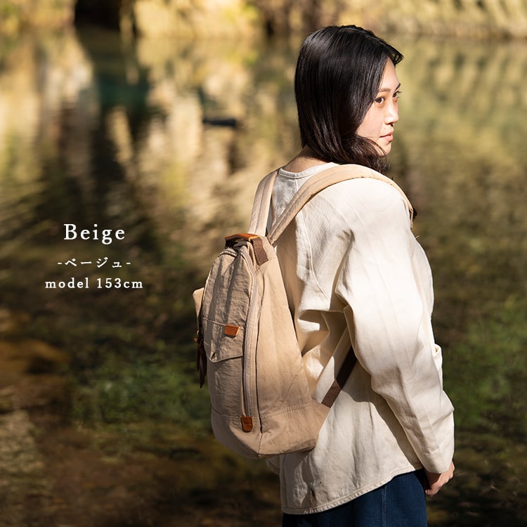 リュック デイパック レディース メンズ ユニセックス ポーチ付き ナイロン 本革 スリム 収納 アンティーク 大人 シンプル ナチュラル 黒 緑 プレゼント ギフト 送料無料 バッグ リュック 神戸岡本kiitos