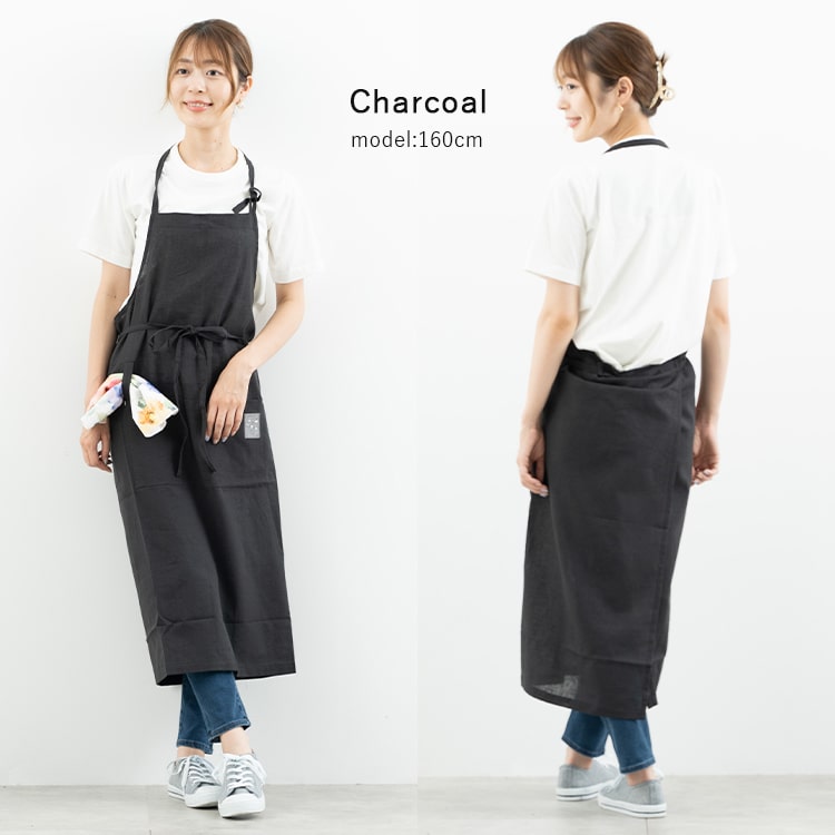 エプロン レディース おしゃれ コットン 麻 リネン 首かけ型 保育士 美容師 着やすい ナチュラル 男女兼用 エステサロン 仕事 業務用 かわいい 無地 シンプル チェック ストライプ ロング プレゼント ギフト メール便送料無料
