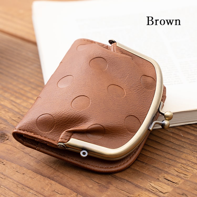 財布 レディース 二つ折り がま口 かわいい おしゃれ コンパクト 合皮 ドット ナチュラル 大人 小銭入れ カード入れ ミニ財布 ウォレット プレゼント ギフト メール便送料無料