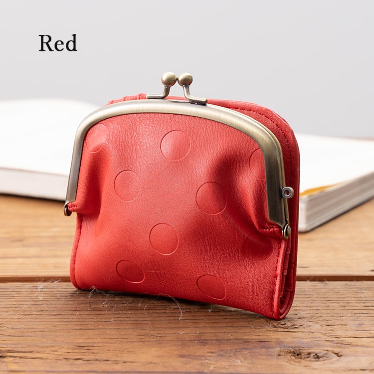 財布 レディース 二つ折り がま口 かわいい おしゃれ コンパクト 合皮 ドット ナチュラル 大人 小銭入れ カード入れ ミニ財布 ウォレット プレゼント ギフト メール便送料無料