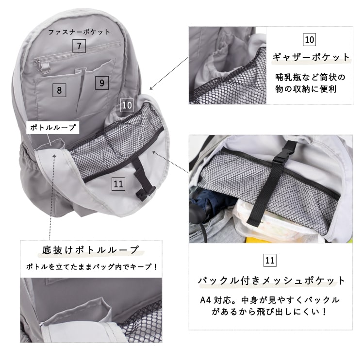 マザーズバッグ リュック マザーズリュック 大容量 撥水 抗菌 防臭 ポケット 軽量 通院 子連れ 子育て レディース ママ 家族 おしゃれ シンプル リュックサック ママカル