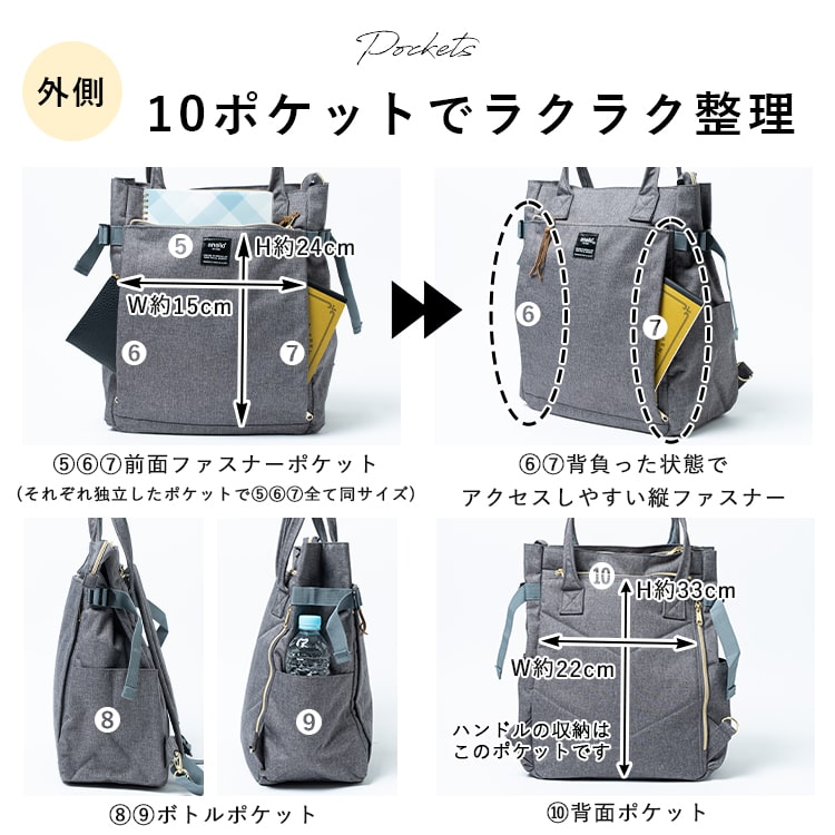 リュック レディース ブランド アネロ anello a4 大容量 通勤 通学 2way トートバッグ 自立 軽量 大きめ 10ポケット pc 13インチ 仕事 ビジネス 学生 マザーズバッグ 登山 ポケット 多い プレゼント ギフト